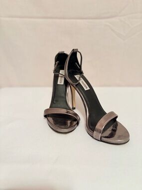 Steve Madden Metallic Bronze Ankle-Strap Stiletto Sandals